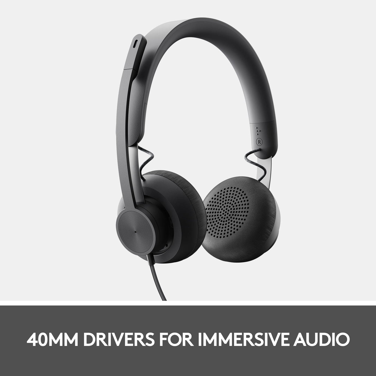 Logitech - Zone 750 Wired Active Noise Canceling On-Ear Headset - Black