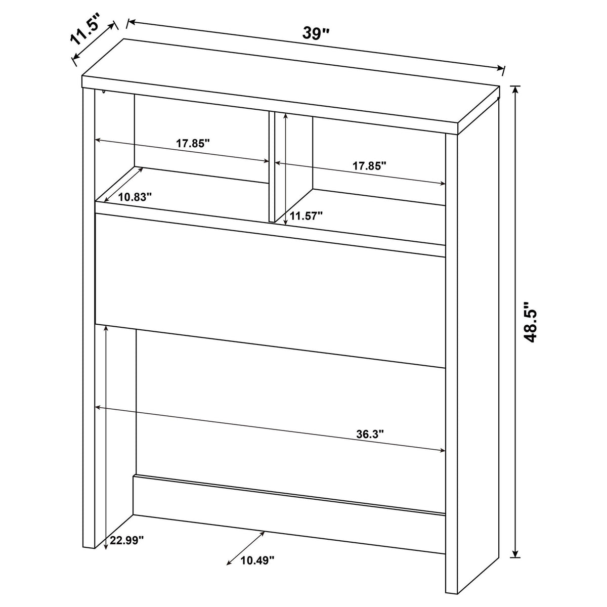 Geary - Set de dormitorio de 3 piezas con cabecero con estantería