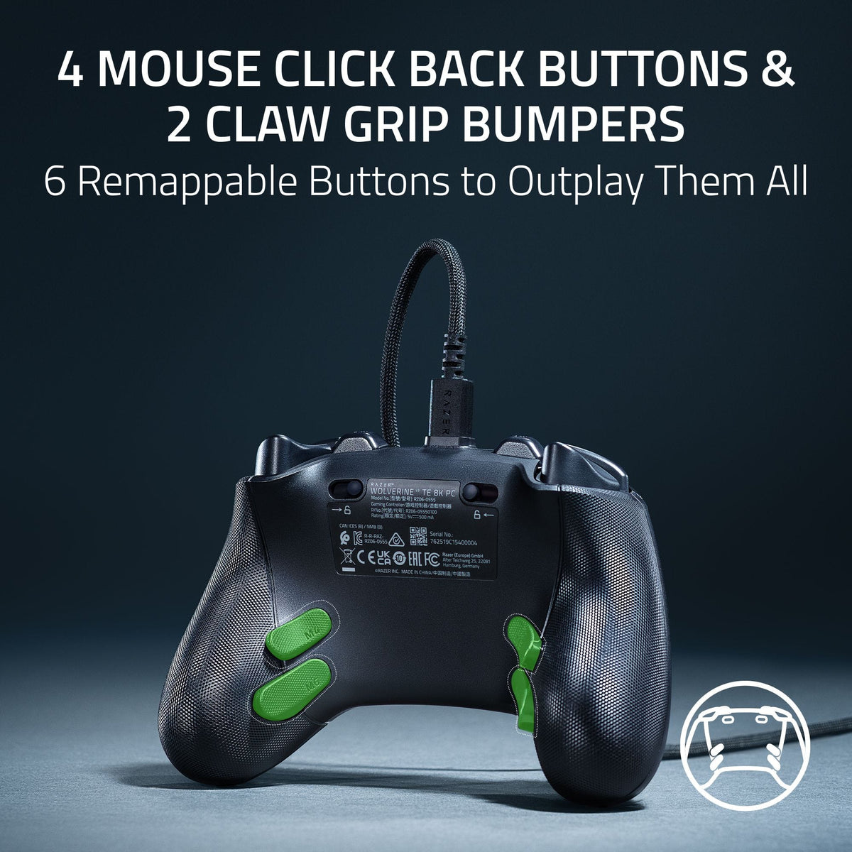 Razer - Wolverine V3 Tournament Edition 8K Wired Gaming Controller with TMR Thumbsticks and Swappable Caps for PC - Black