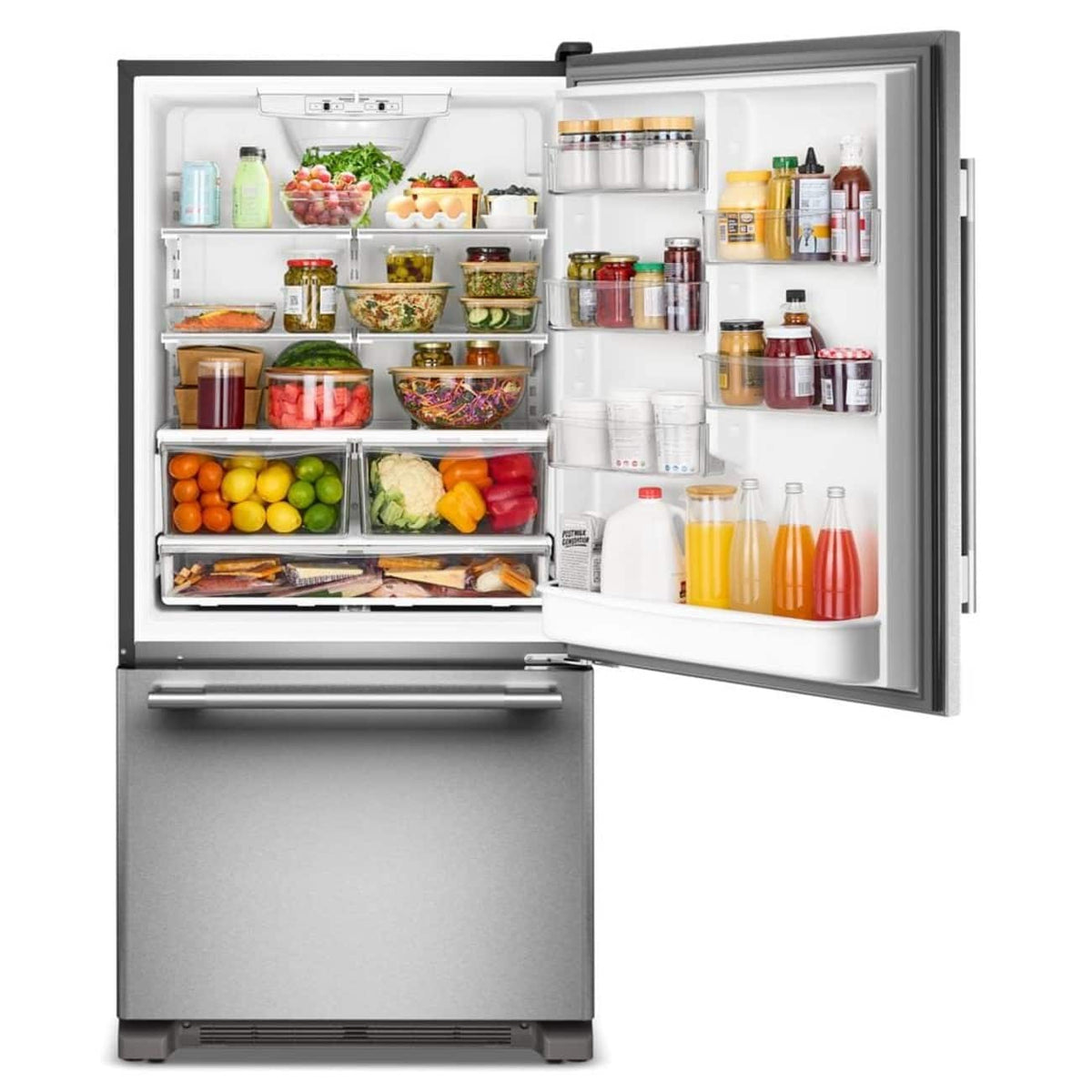 KitchenAid - 22 Cu. Ft. 33-Inch Standard-Depth Bottom Mount Refrigerator with Right Door Swing - Stainless Steel