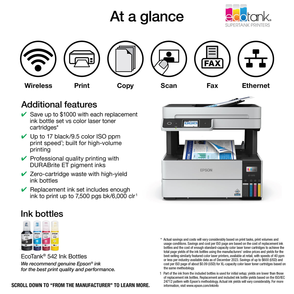 Epson - EcoTank Pro ET-5170 Wireless All-in-One Supertank Printer - White