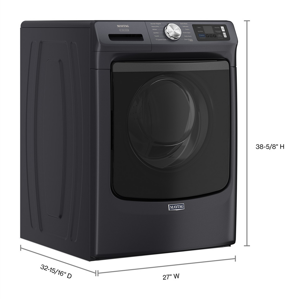 Maytag - 5.0 Cu. Ft. High-Efficiency Smart Front Load Washer with Steam and Pet Pro System - Midnight Steel