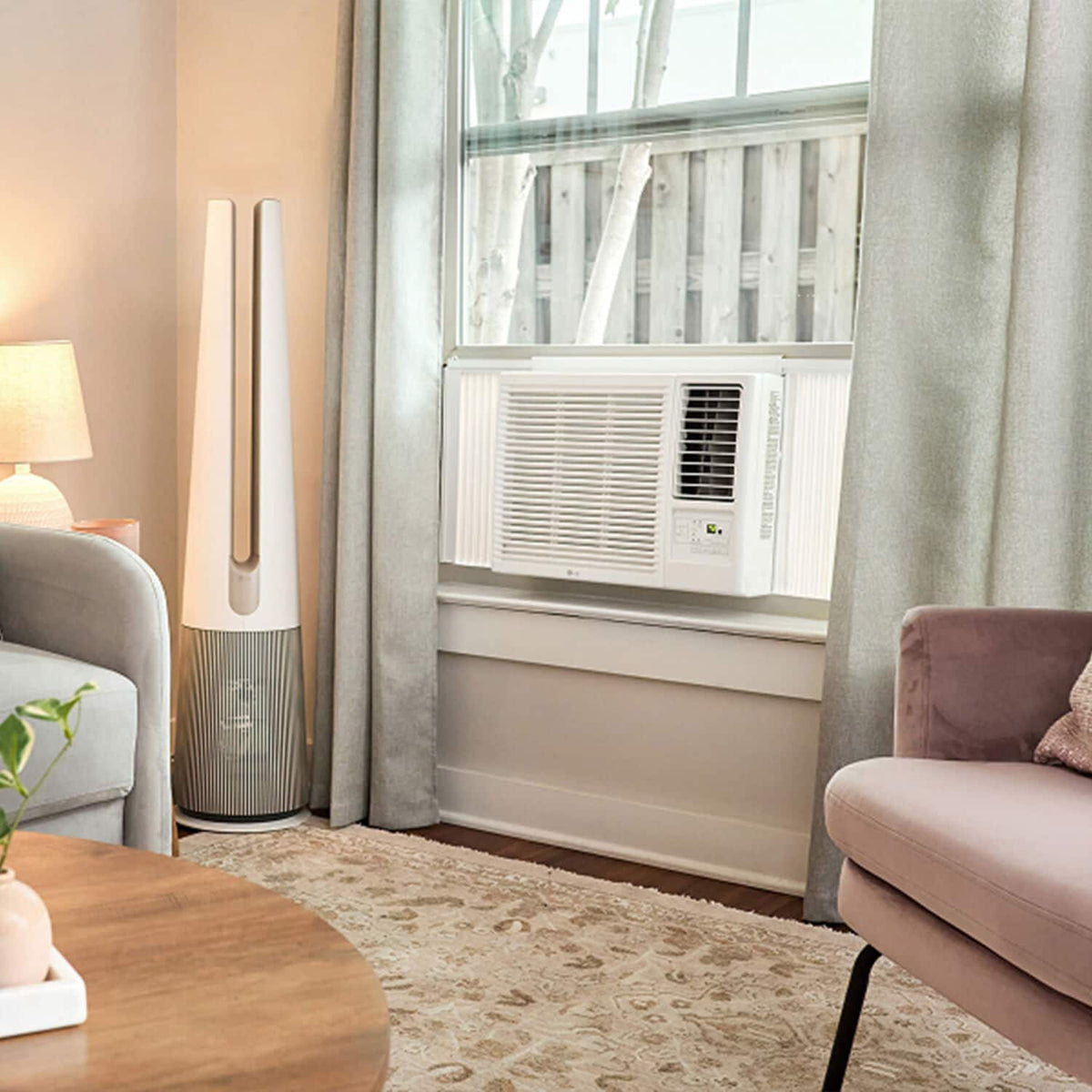 LG - 570 Sq. Ft. 12,200 BTU Window Air Conditioner with Supplemental Heat Function - White