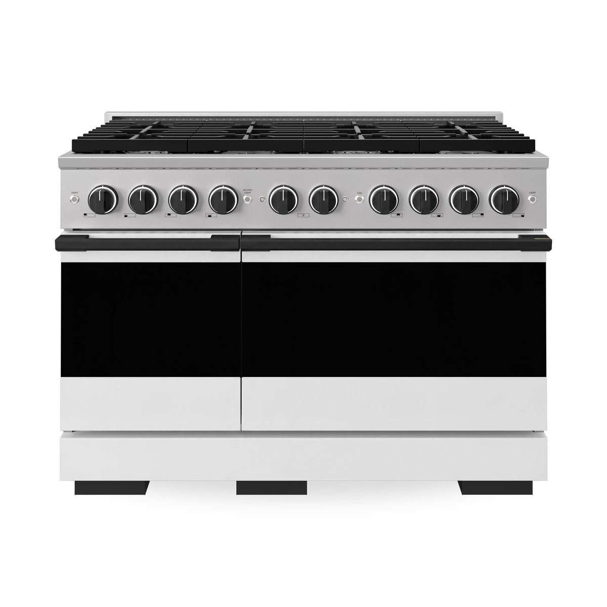 ZLINE - Autograph 48 in. 6.7 cu. ft. Marino Freestanding Gas Range with 8 Burners with White Black Doors and Black Accents - White Matte