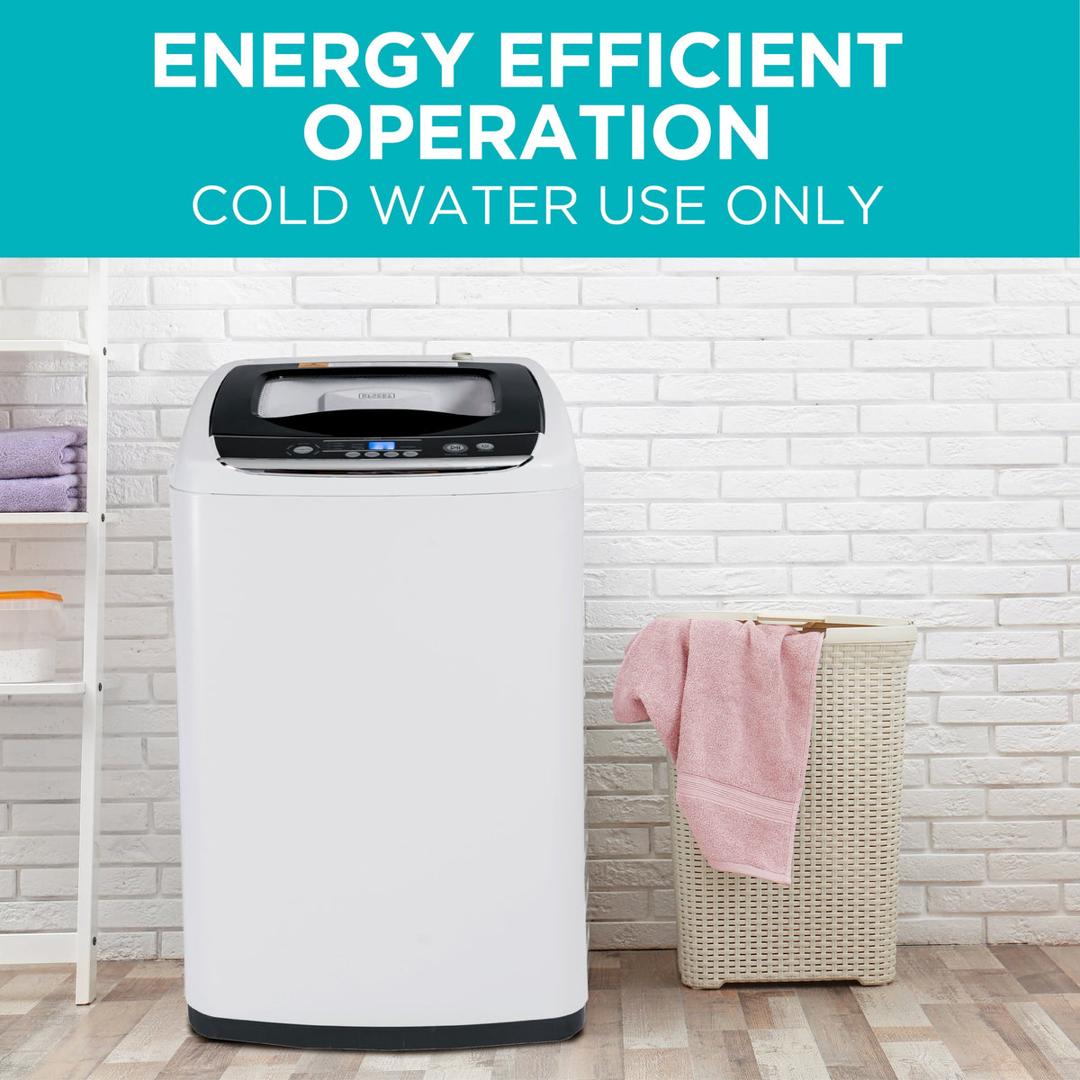 Black+Decker - Small Portable Washer,Portable Washer 0.9 Cu. Ft. with 5 Cycles, Transparent Lid & LED Display - White