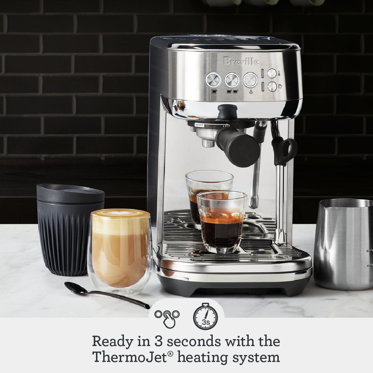 Breville - the Bambino Plus Espresso Machine with 15 bars of pressure and Milk Frother - Stainless Steel