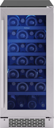Zephyr - Brisas 15 in. 28-Bottle Single Zone Wine Cooler - Stainless Steel/Glass