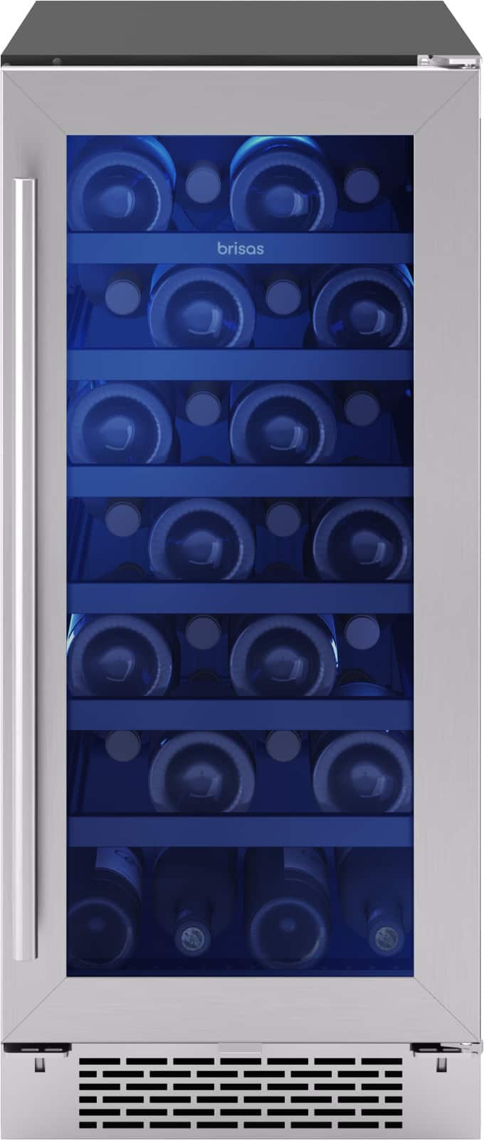 Zephyr - Brisas 15 in. 28-Bottle Single Zone Wine Cooler - Stainless Steel/Glass