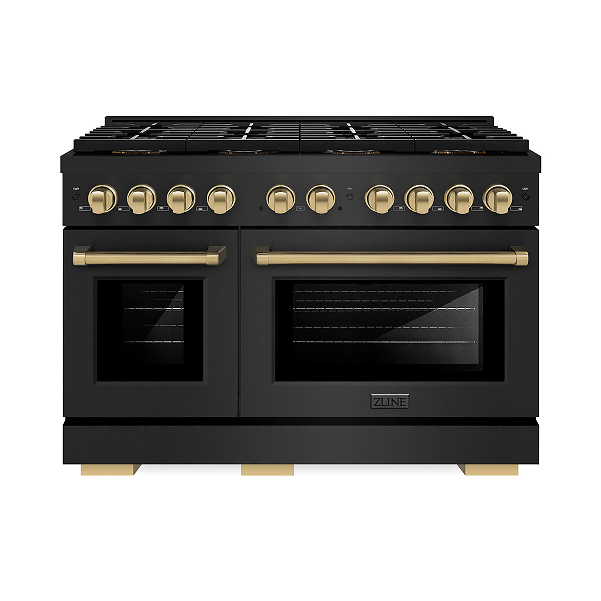 ZLINE - 48 in. Wide 8 Burner Autograph Black Stainless Paramount Gas Range with 8 DuoPro Burners & Bronze Accents (PSGRBZ-48-CB) - Black Stainless Steel