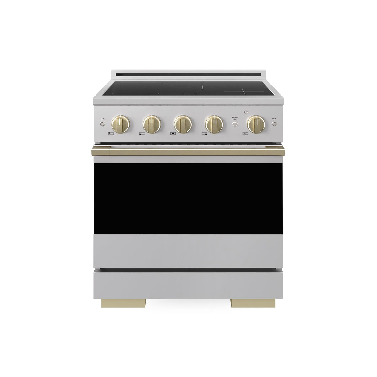 ZLINE - Autograph 30 in. 4.2 cu. ft. Marino Freestanding Induction Range with 4 Burners and Convection Oven w/ Bronze Accents - Stainless Steel