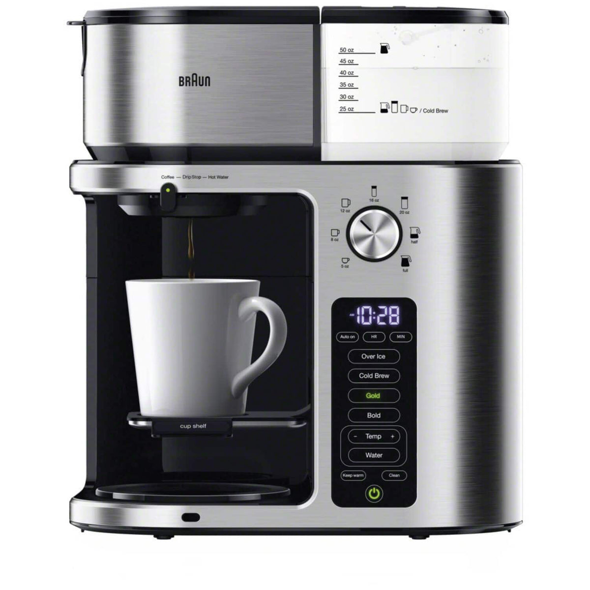 Nespresso - MultiServe Plus 10- Cup Pod Free Drip Coffee Maker, 7 Brew Sizes / Hot & Cold Brew & Hot Water for Tea - Stainless Steel