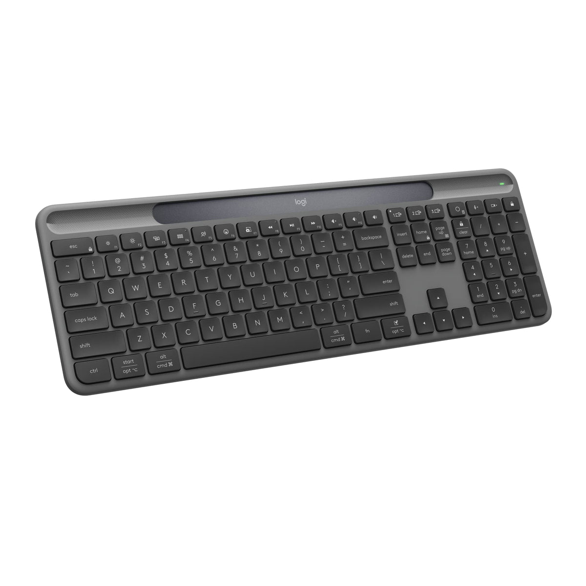 Logitech - Signature Slim Solar+ K980 Wireless Bluetooth Solar and Artificial Light Powered Keyboard with Customizable Keys - Graphite