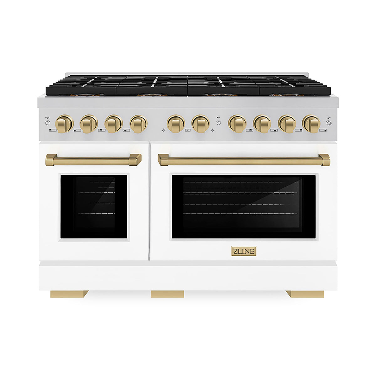 ZLINE - 48 in. Wide 8 Burner Autograph Paramount Dual Fuel Range w/ DuoPro Cooktop & White Doors w/ Bronze Accents - Stainless Steel with White Matte Door