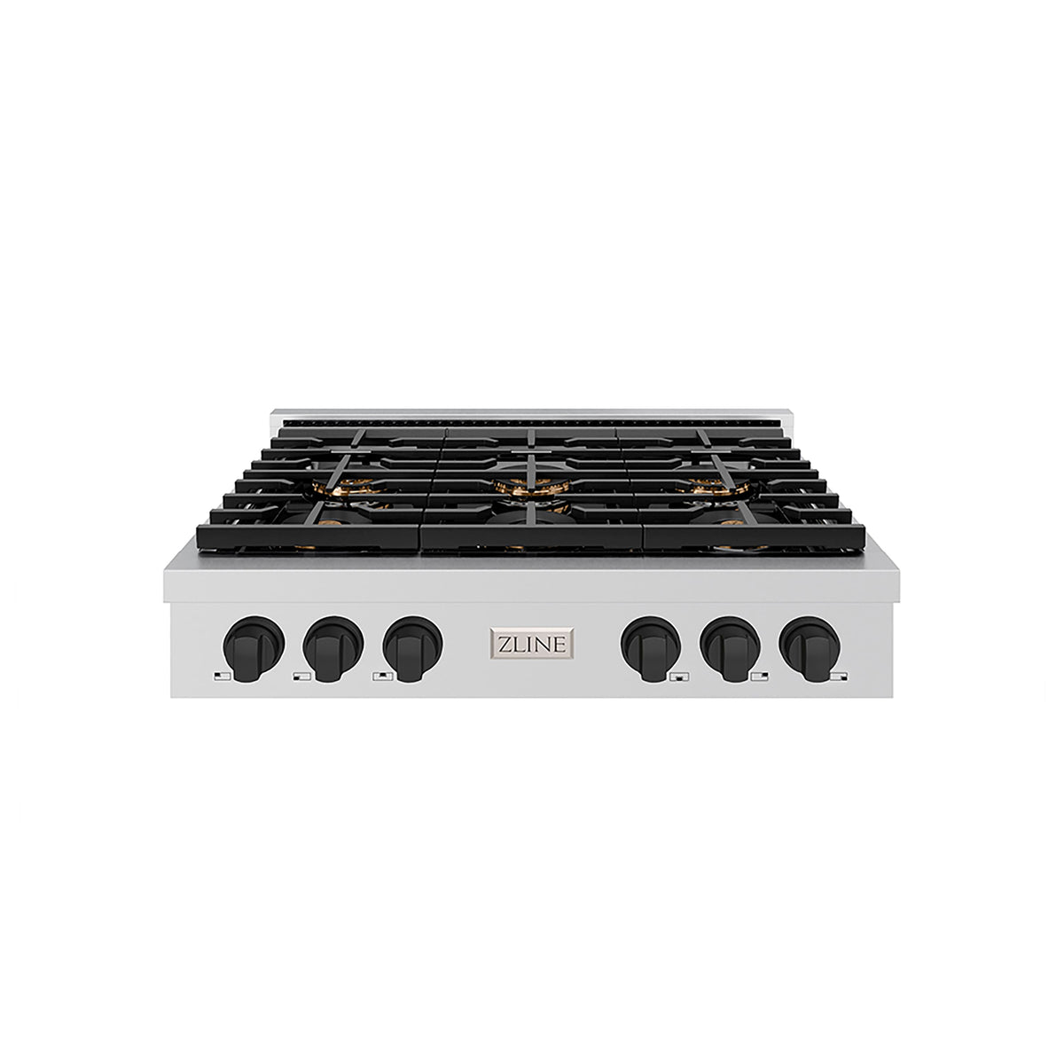 ZLINE - 36 in. Wide 6 Burner AutographParamount Rangetop with with Black Accents (PSRTZ-36-MB) - Stainless Steel