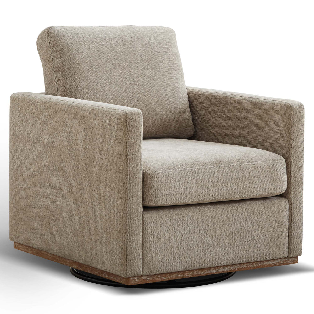 Sillón decorativo giratorio tapizado de forma cuadrada