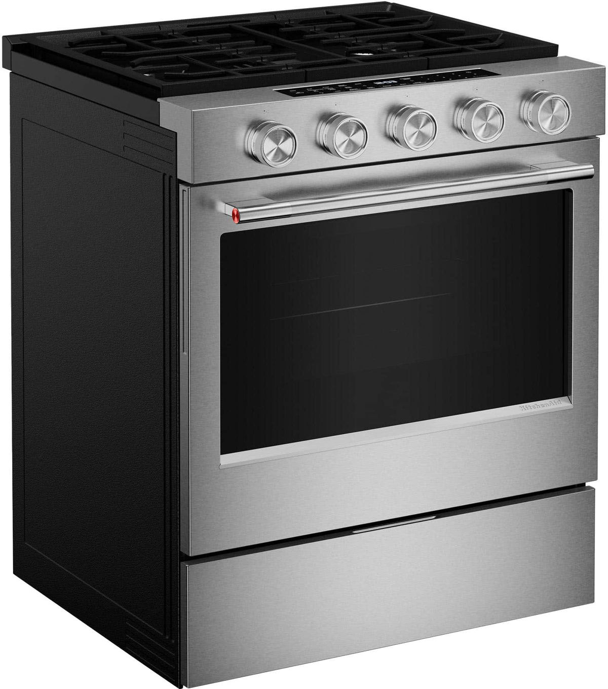 KitchenAid - 30 in. Wide 5 burners 5.0 cu. ft. Slide-in Gas Range with Convection Cooking Modes - Stainless Steel