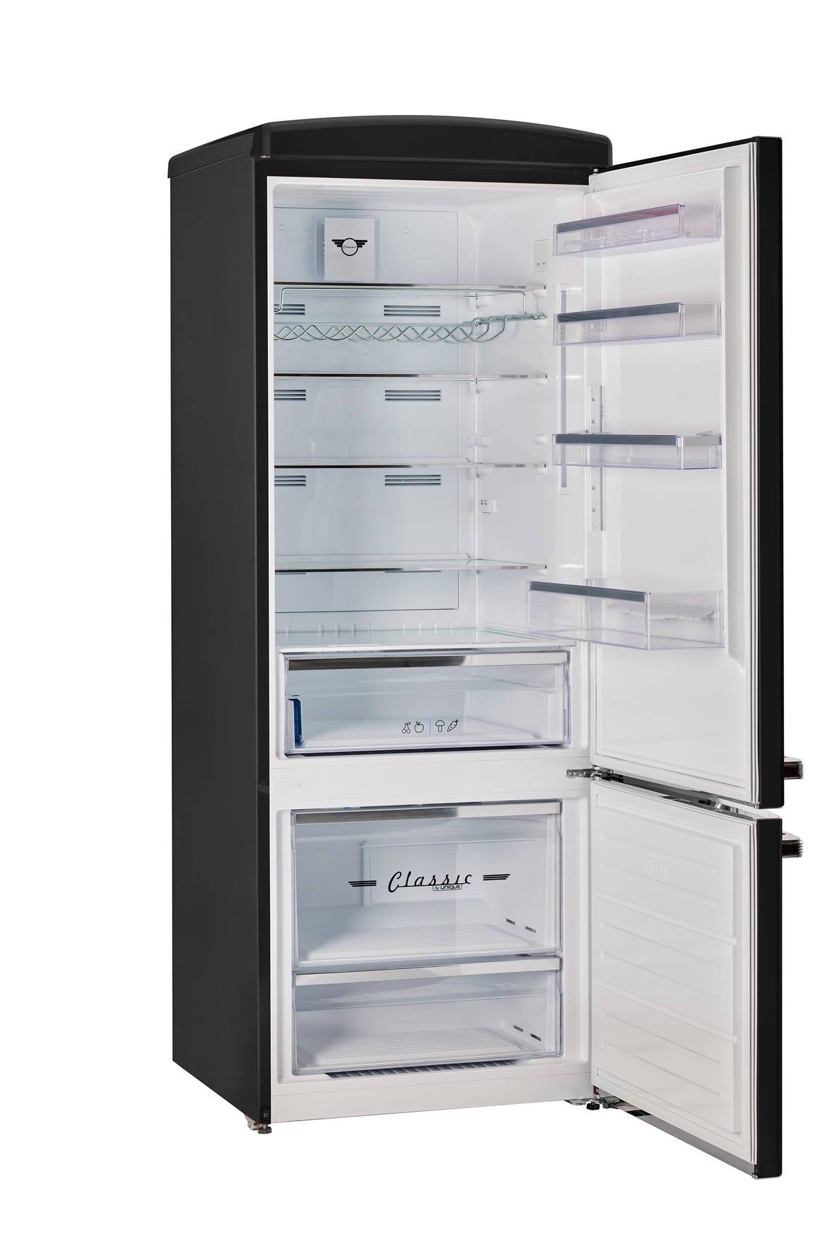 Unique Appliances - 28 in. Wide Classic Retro 16.7 cu.ft Bottom Freezer Counter Depth Refrigerator - Midnight Black