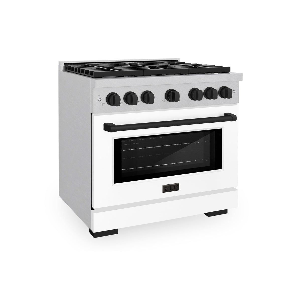 ZLINE - 36 in. Wide 6 Burner Autograph Paramount Dual Fuel Range with White and Black Accents (SDRSZ-WM-36-MB) - White