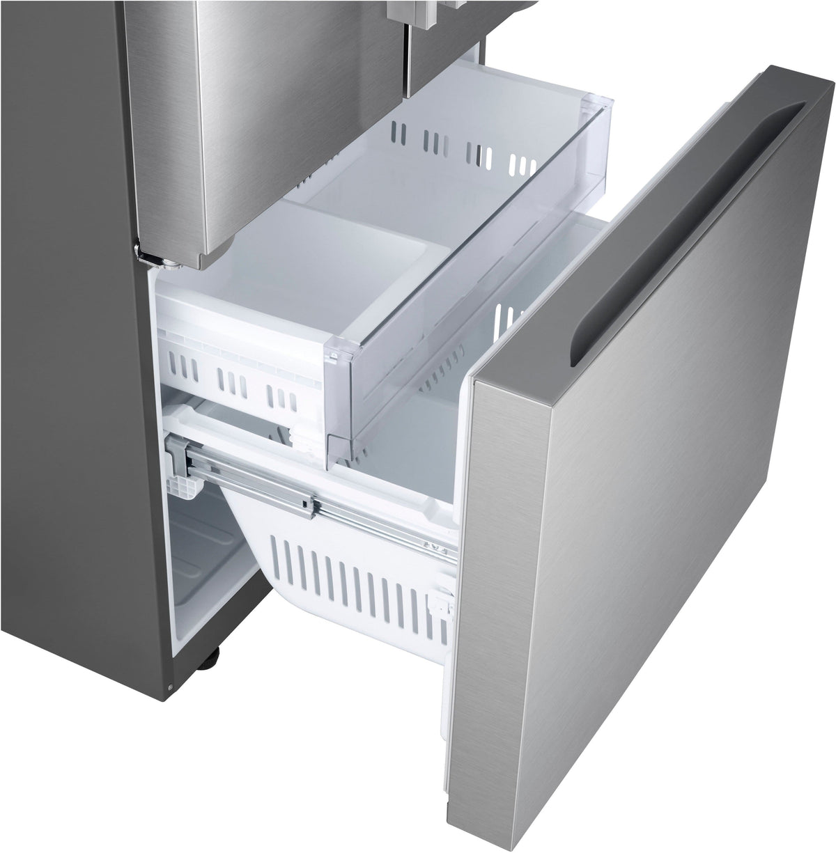 LG - 33-in Wide Standard-Depth MAX 25.1 Cu. Ft. French Door Smart Refrigerator with Glide N' Serve Drawer - Stainless Steel