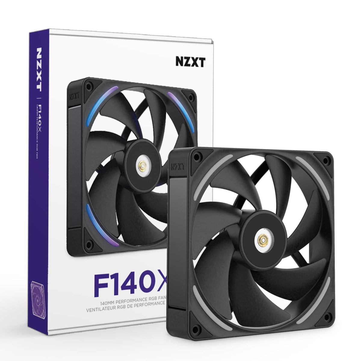 NZXT - F140X Performance Fan - 140mm PWM RGB Computer Case Fan with LCP Frame & Blades - Black