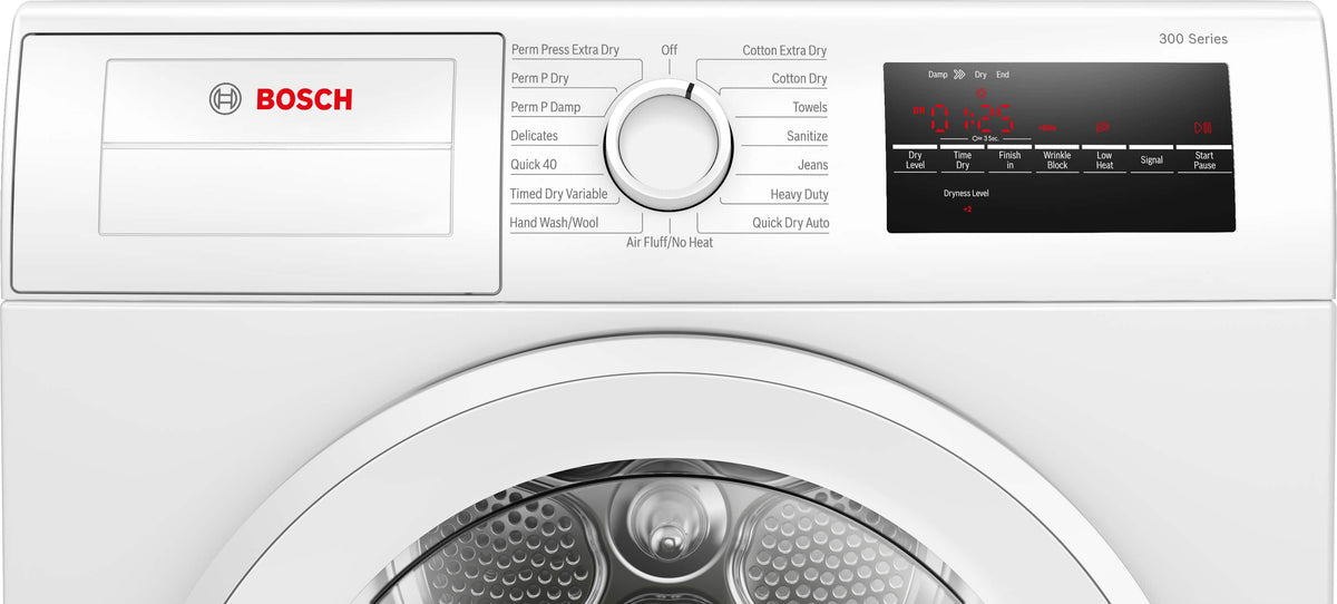 Bosch - 300 Series 4 Cu. Ft. Stackable Smart Electric Dryer with Wrinkle Block - White