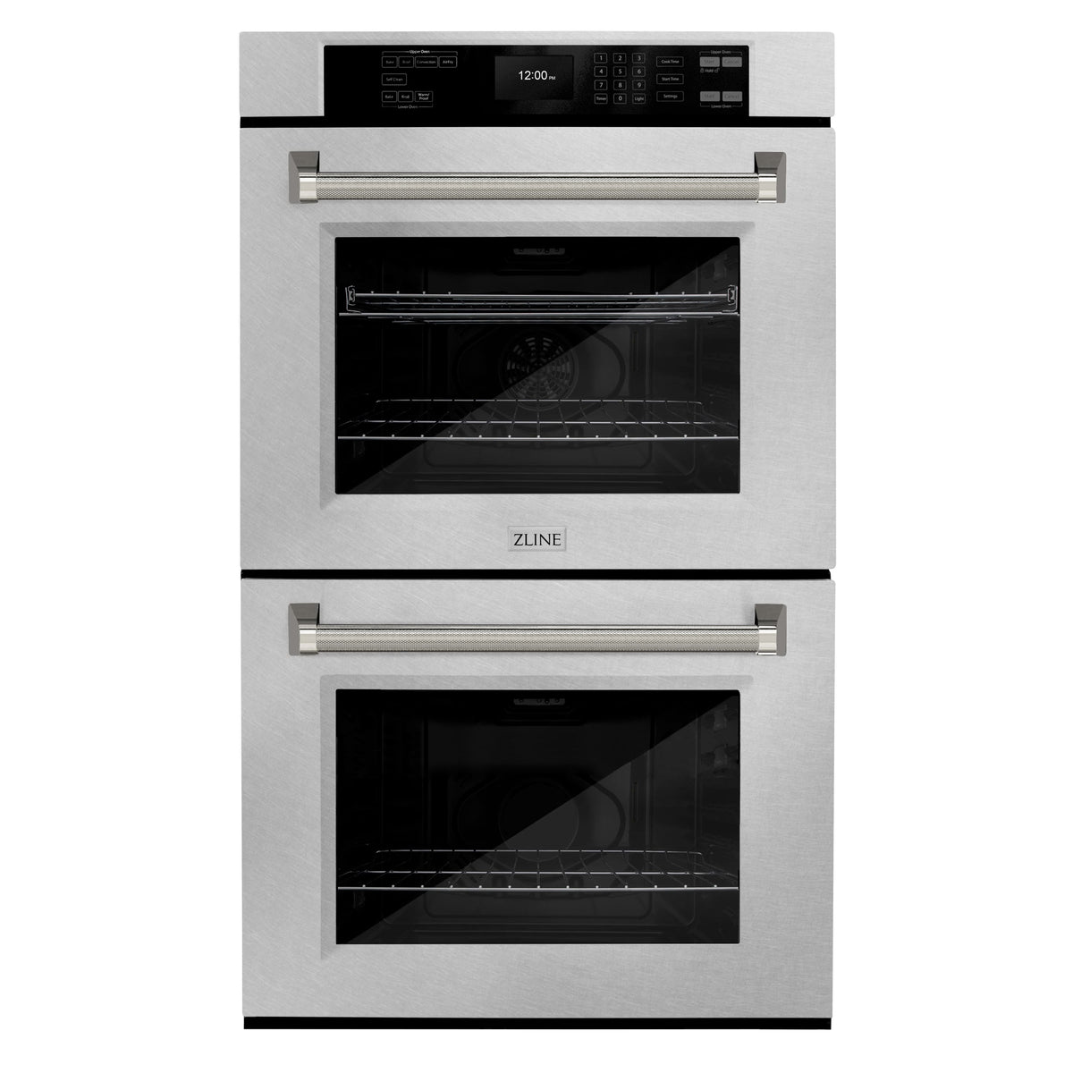 ZLINE - Autograph 30 in. True Convection Double Wall Oven in Satin Steel with Nickel Helix Handles (WADSZ-30-KPN) - Satin Stainless Steel