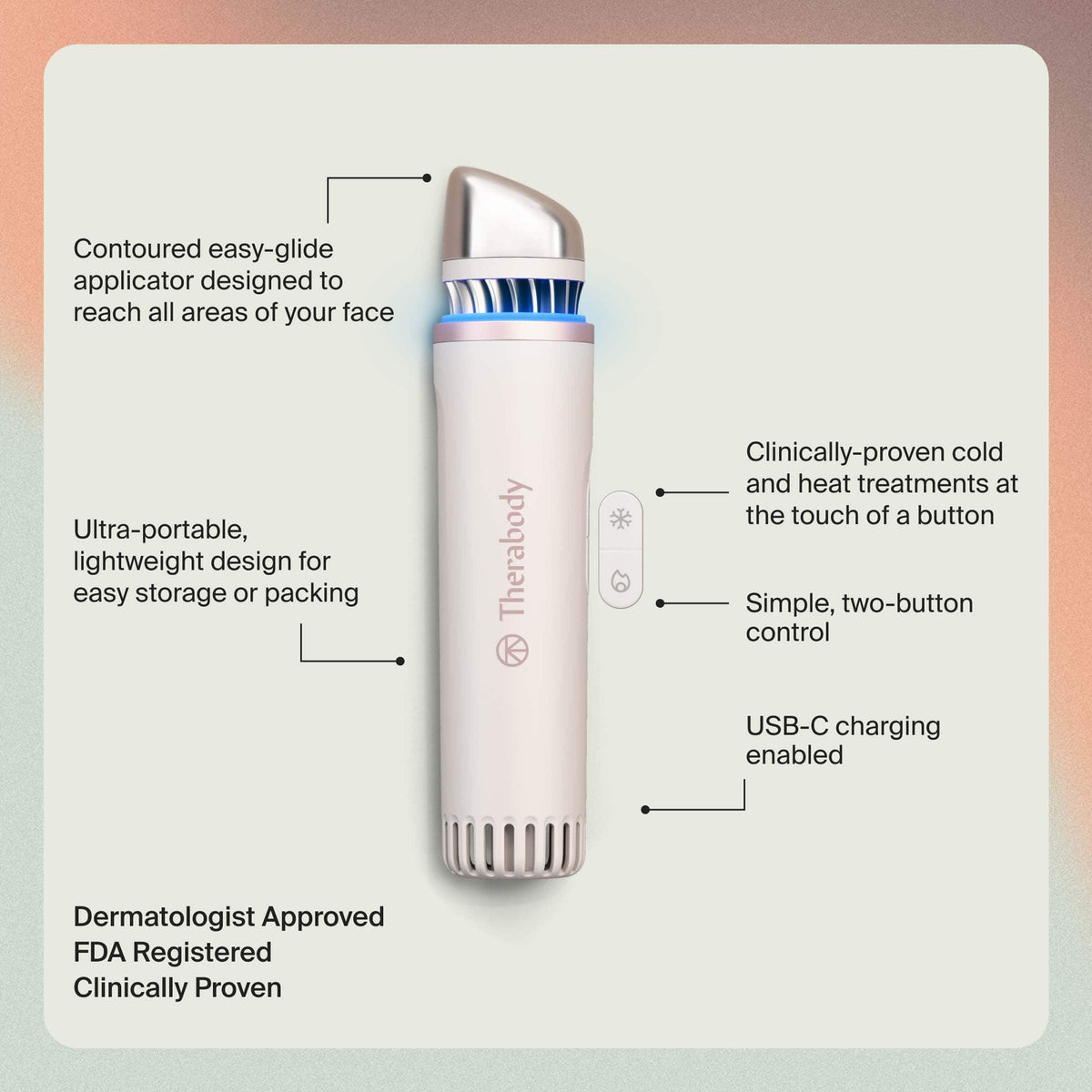 Therabody - TheraFace Depuffing Wand - Cold & Heat Facial Treatments - White