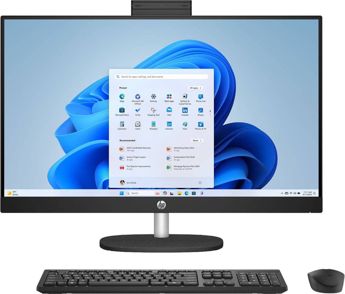 HP - 27" Full HD All-in-One with Adjustable Height - AMD Ryzen 7 7730U - 8GB Memory - 512GB SSD - Jet Black