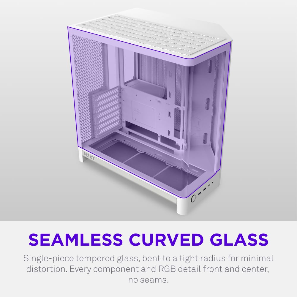 NZXT - H6 - ATX Dual-Chamber PC Case with Seamless Curved Tempered Glass - White