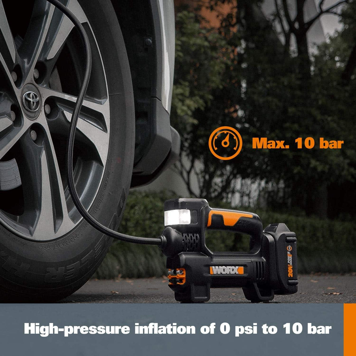WORX - 20V MAX Cordless Multi-Function Air Pump Inflator (1 x 2.0aH Battery and 1 x Charger Included) - Black