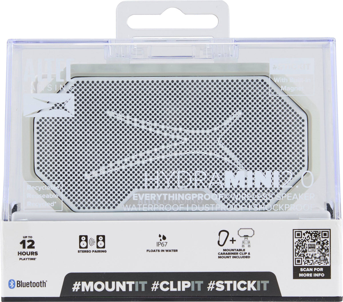 Altec Lansing - Bluetooth HydraMini 2.0 EverythingProof Portable Speaker - Gray/White