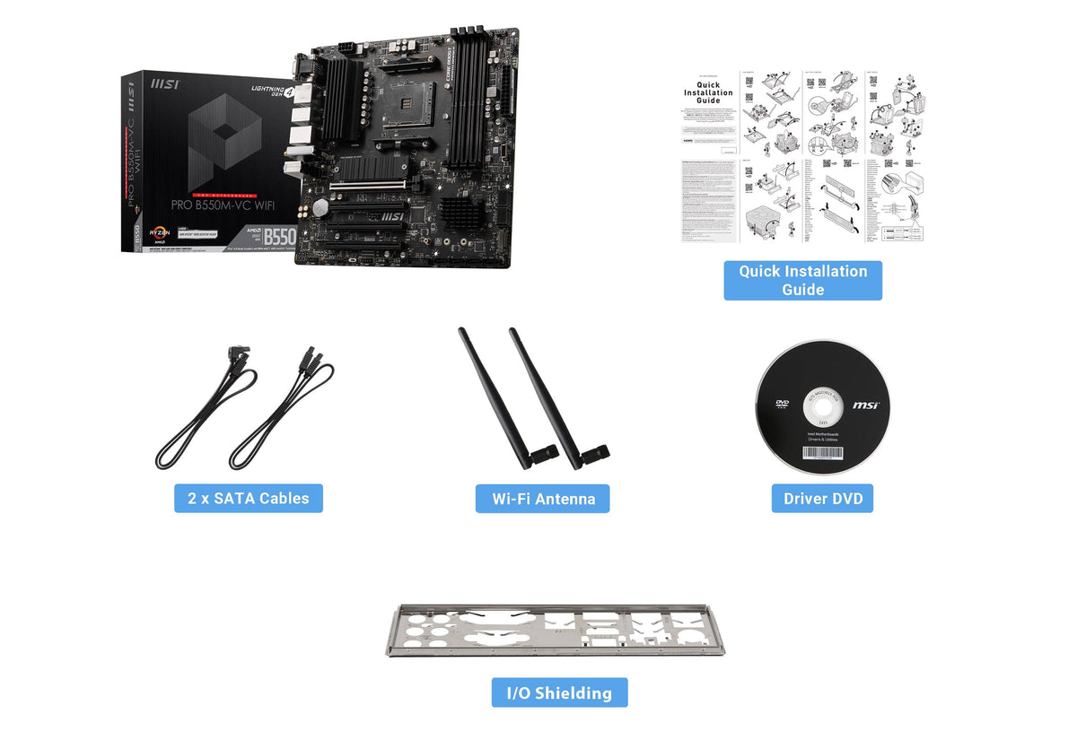 MSI - PRO B550M-VC WIFI (Socket AM4) AMD B550 MATX DDR4 Wi-Fi 6E Motherboard - Black