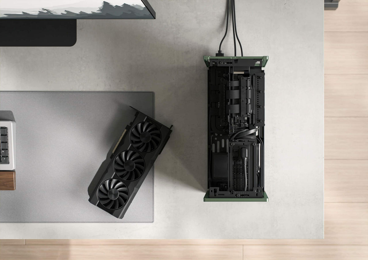 Fractal Design - Terra Graphite with PCIe 4.0 Riser Mini-ITX Small Form Factor PC Case - Black