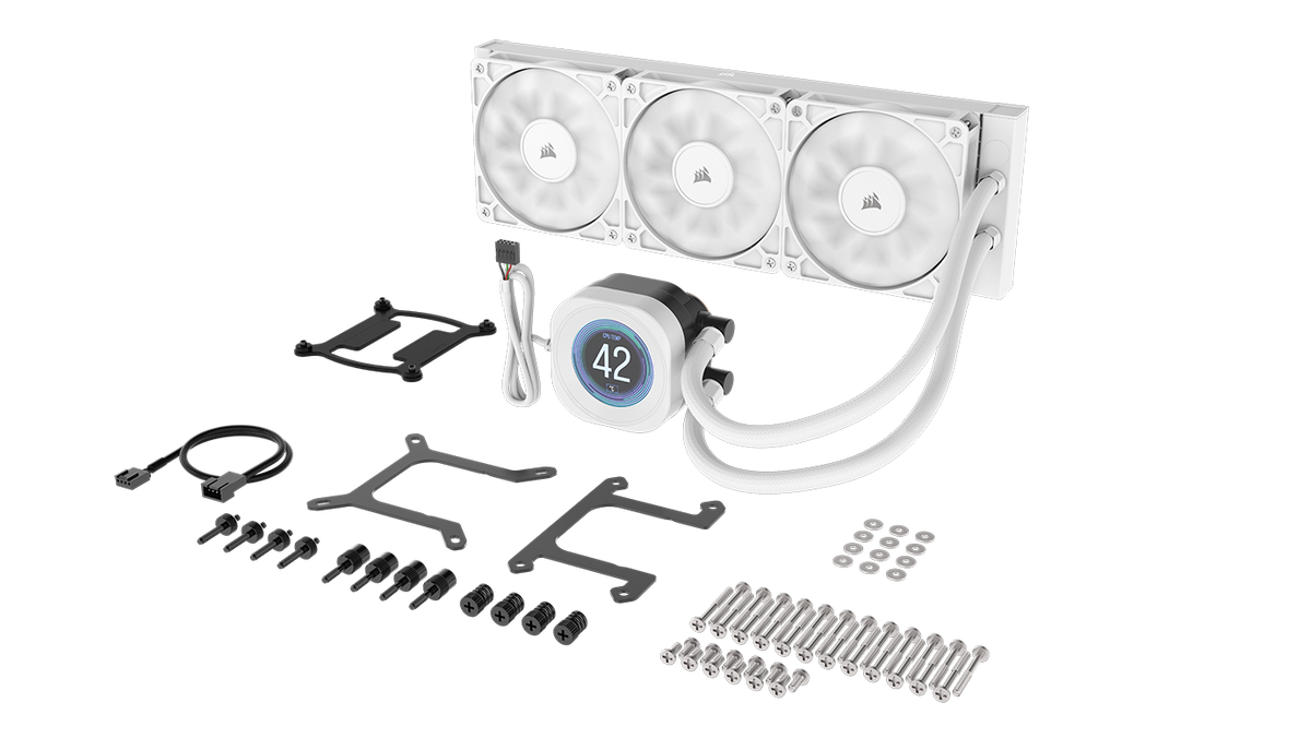 CORSAIR - NAUTILUS 360 RS LCD Liquid CPU Cooler - White