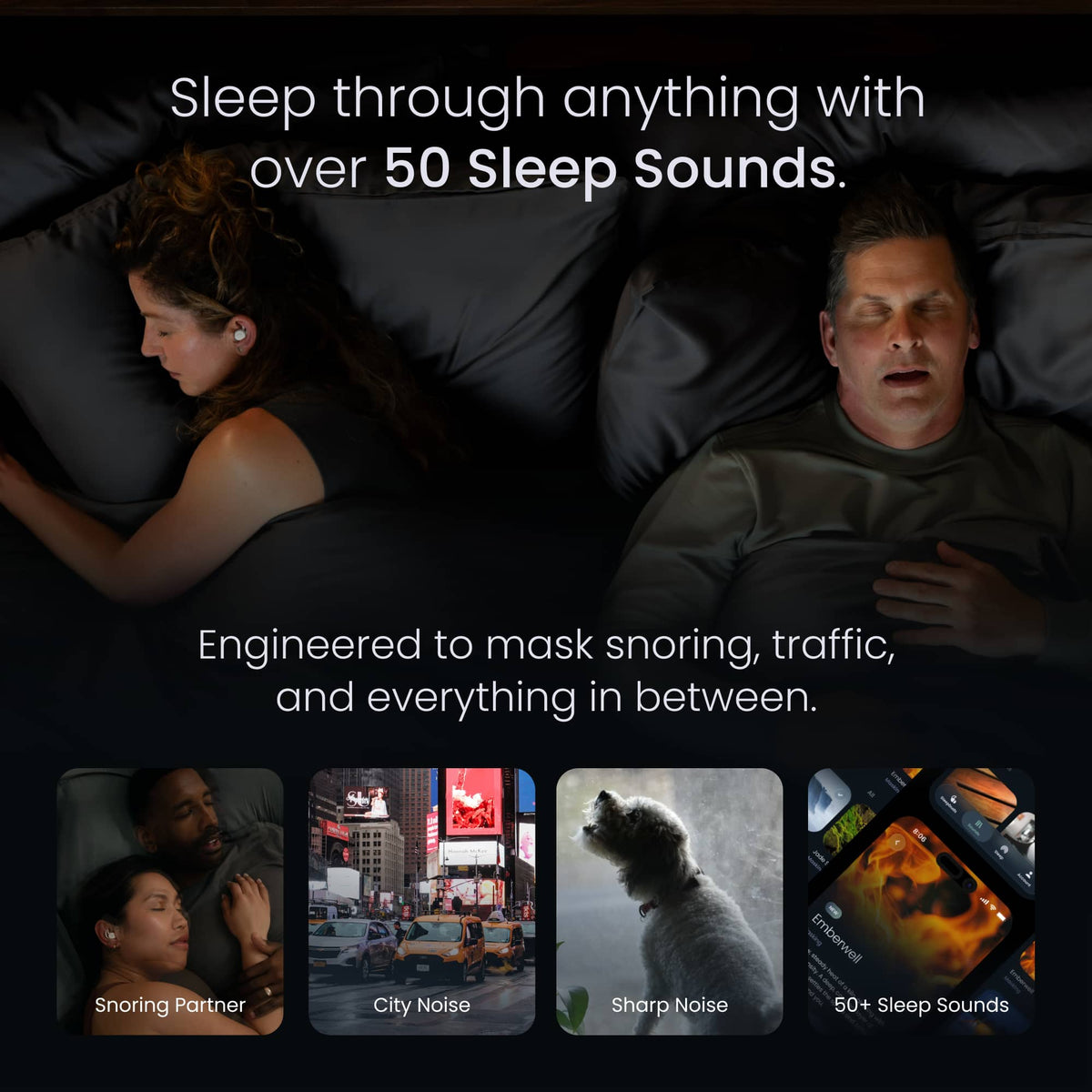 Ozlo - Sleepbuds 2 – Noise-Masking Sleep Earbuds, Side Sleeper Comfort, Snore Blocking, 14-Hr Battery - White - Blue