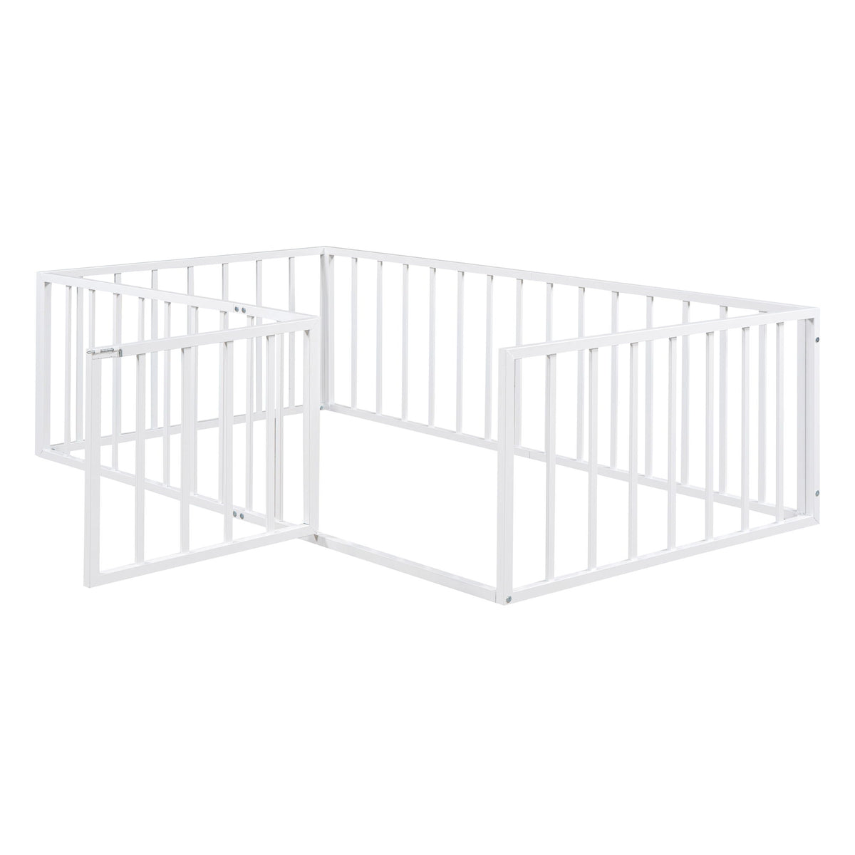 Metal Floor Bed Frame With Fence And Door