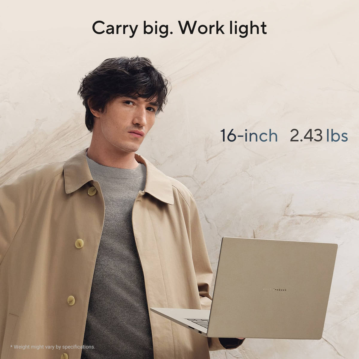 ASUS - Zenbook A16 16" 2K OLED Laptop - Snapdragon X X1 - 32GB RAM - 1TB SSD - Copilot+ PC - Zabriskie Beige