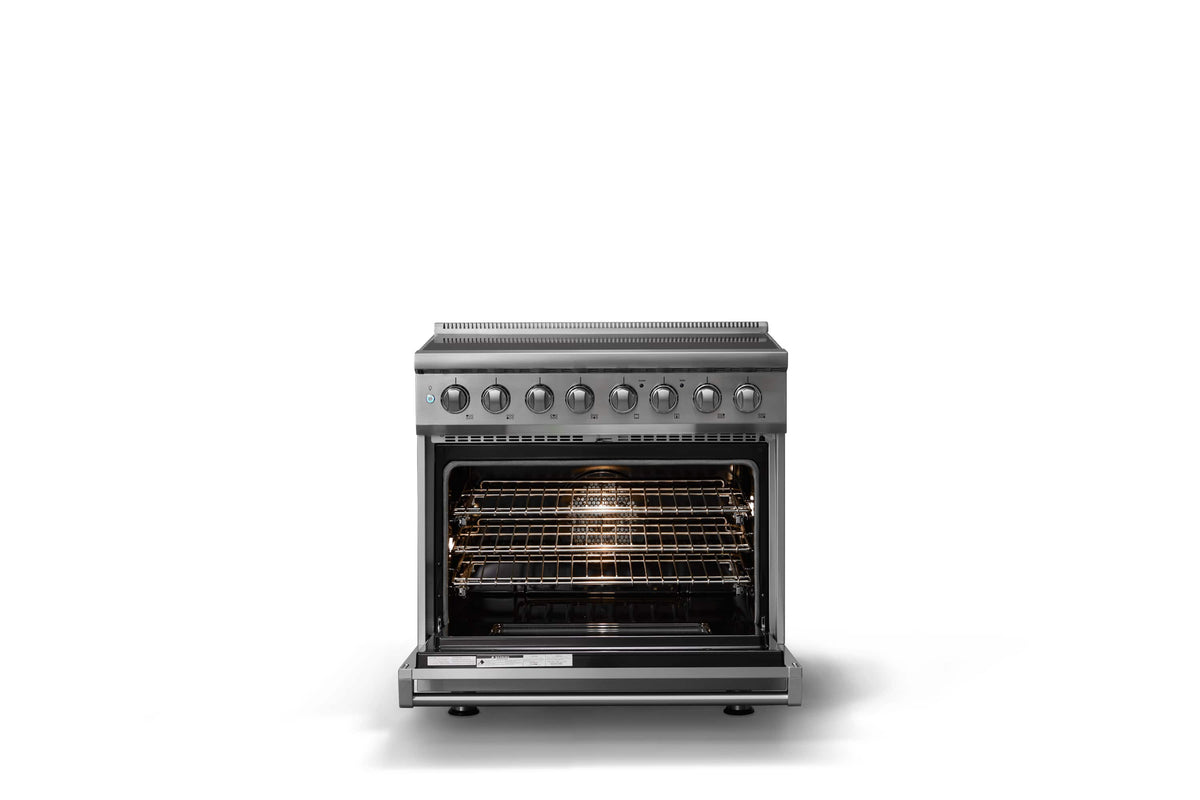 Viking - 36"W. 5.6 Cu.Ft. Pro5S 6 Element Freestanding Electric Induction Convection Range - Stainless Steel