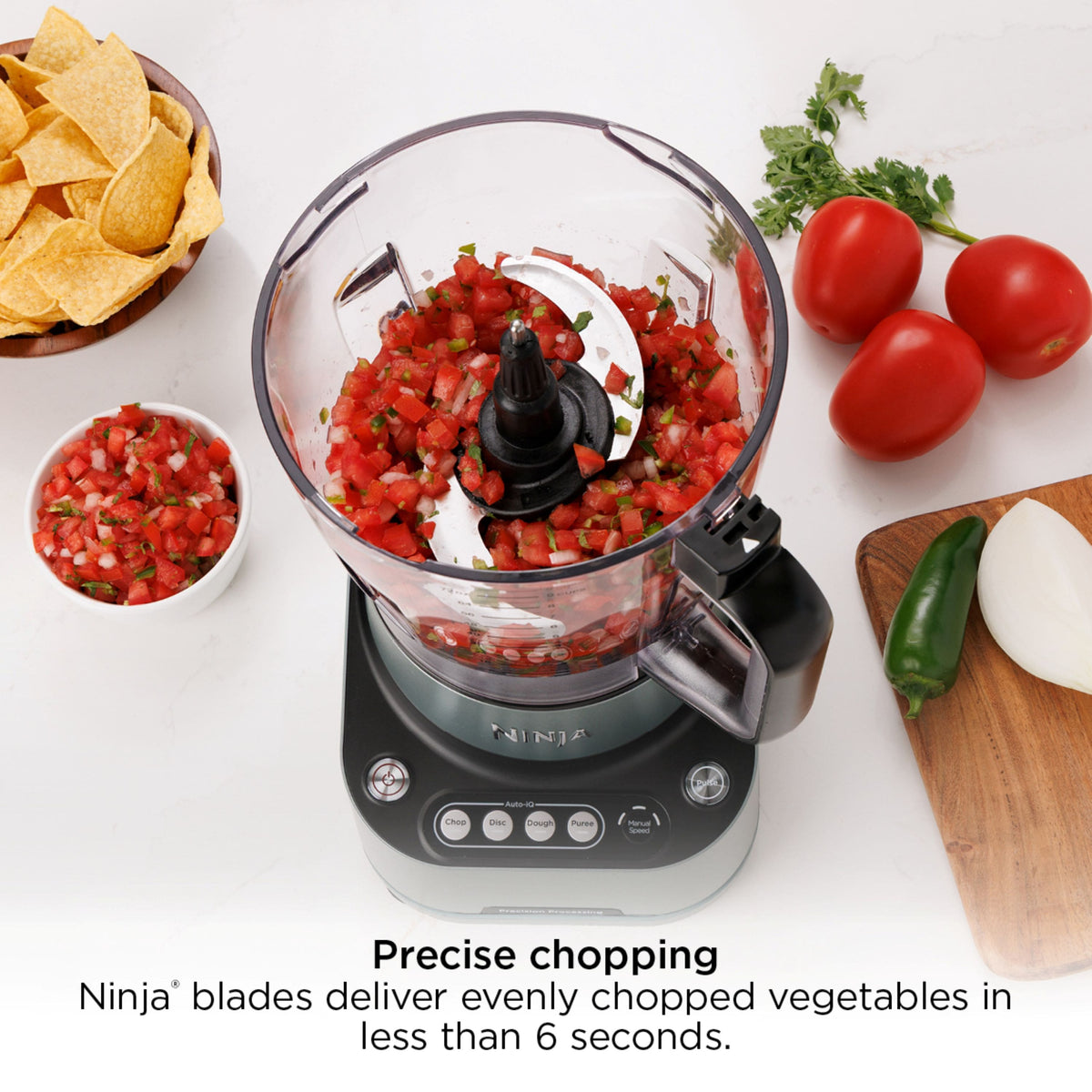 Ninja - PrecisionPro 9-Cup, 1000-Peak-Watt Food Processor for Chopping, Slicing, Shredding, Mixing - Silver