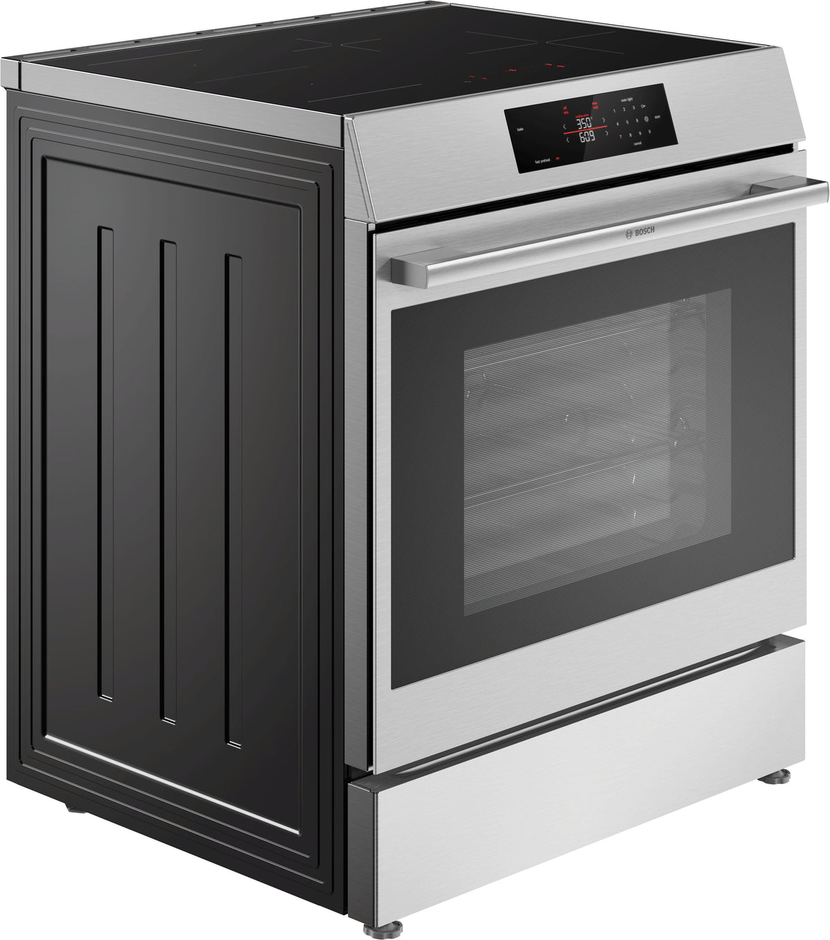 Bosch - 500 Series 30 in. Wide 5.8 Cu. Ft. Slide-In Electric Induction Range with Convection, Steam cleaning and 4 Elements - Stainless Steel