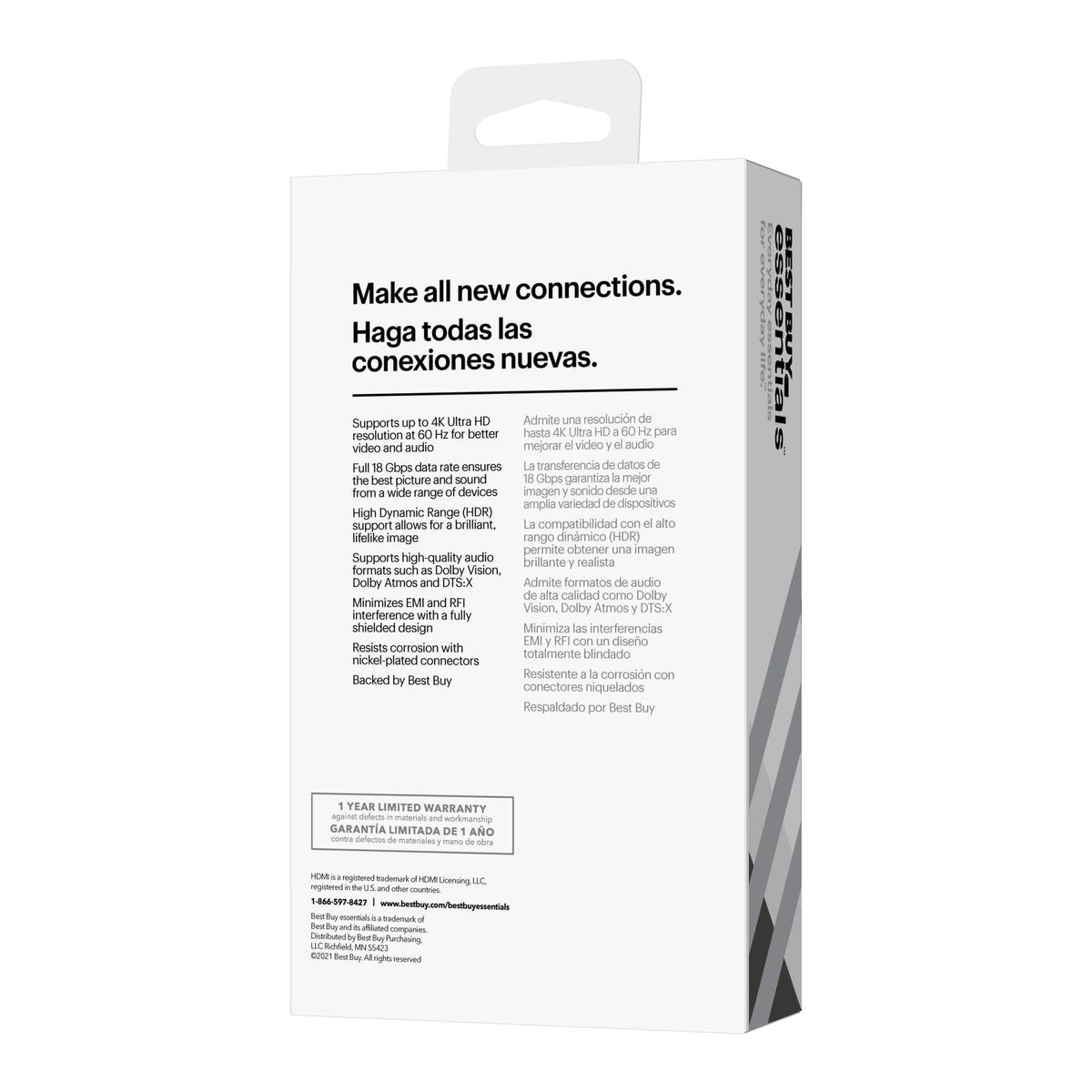 Best Buy essentials™ - 12' 4K Ultra HD HDMI Cable - Black