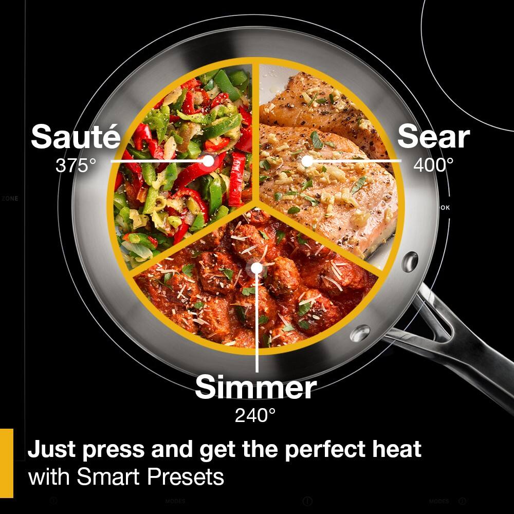 Whirlpool - 36 in. Wide 5 element Electric Induction Cooktop with Temp Cook Technology and WipeClean Coating - Black