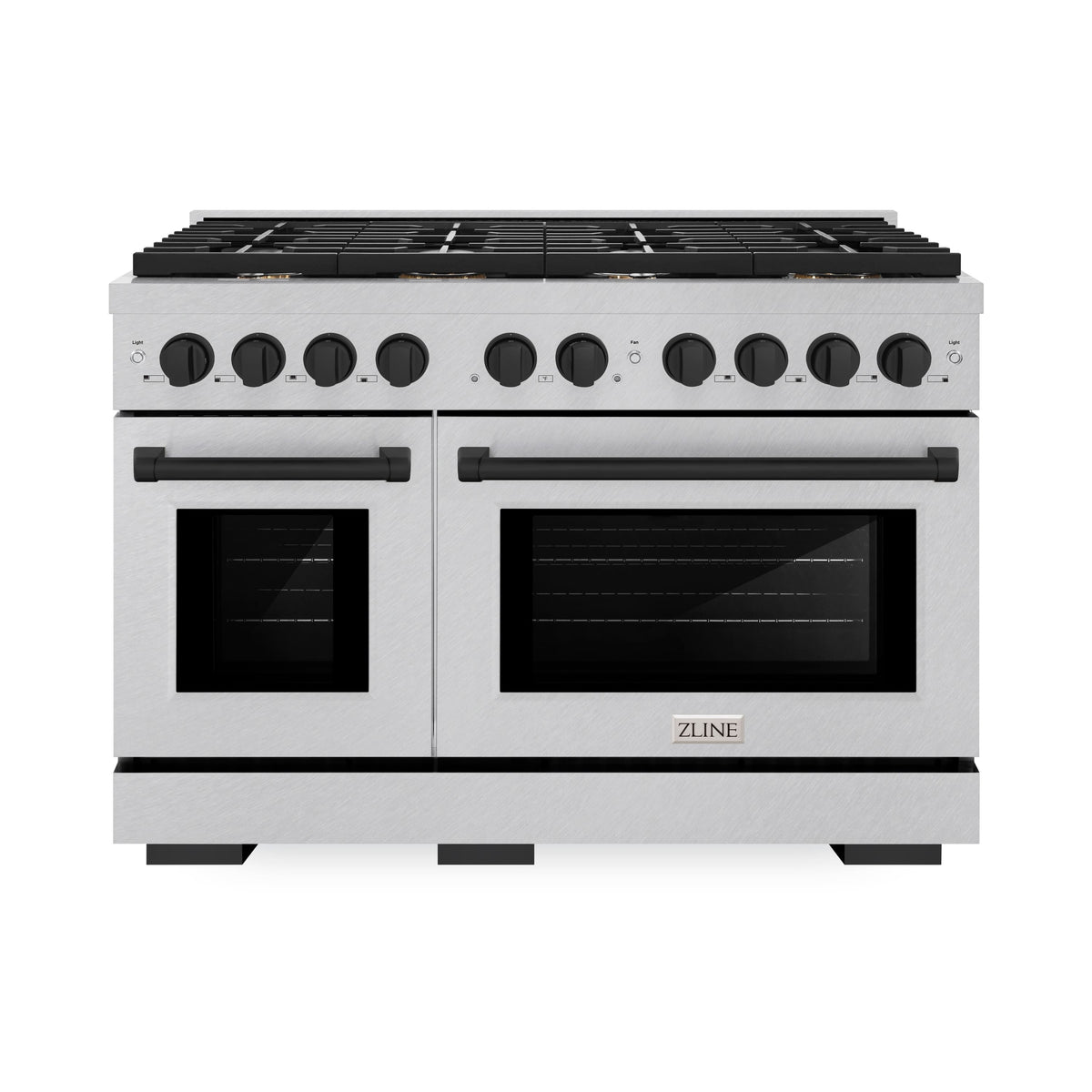 ZLINE - 48 in. Wide 8 Burner Autograph Paramount Dual Fuel Satin Steel Range with  Black Accents (SDRSZ-48-MB) - Stainless Steel