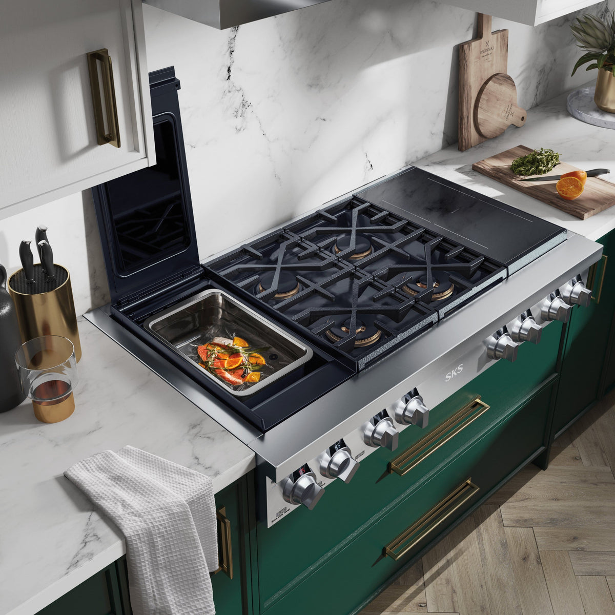 SKS - 48" Dual Fuel Rangetop with Sous-Vide and Induction - Stainless Steel