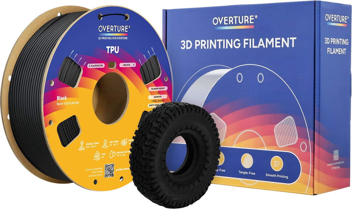 Overture - 1.75 mm TPU 3D Printer Filament - Black