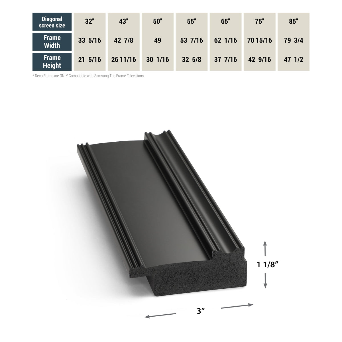 Deco TV Frames - Premiere Bezel for Samsung the Frame TV - 75" - Black