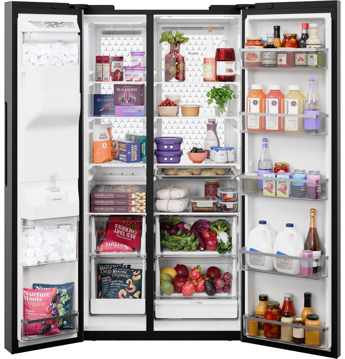 GE Profile - 36 in. Wide 23.5 Cu. Ft. Counter-Depth Side-By-Side Smart Refrigerator with Hands-Free AutoFill - Stainless Steel