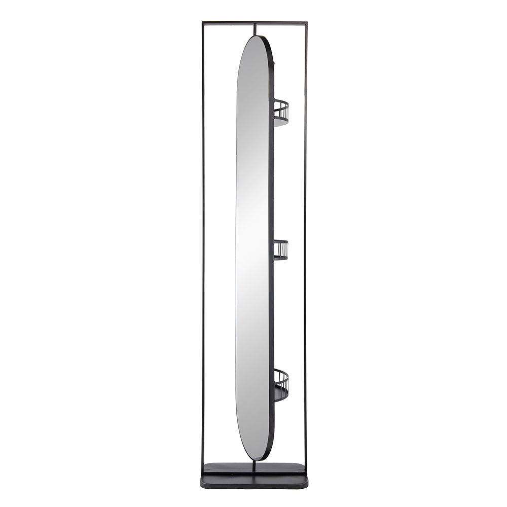 Full Length Standing Mirror, 360° Swivel Floor Mirror For Bedroom - Black