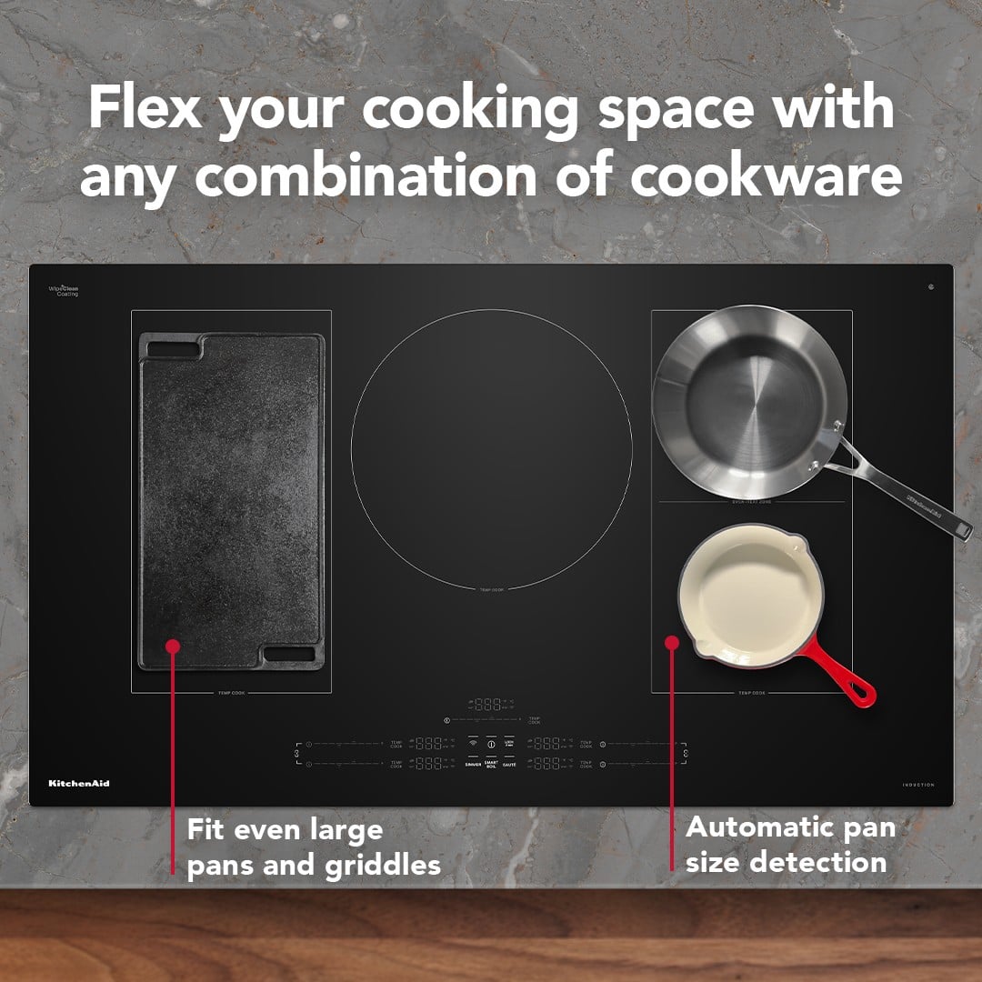 KitchenAid - 36 in. Wide 5 element Electric Induction Cooktop withTemp Cook Induction Technology - Black