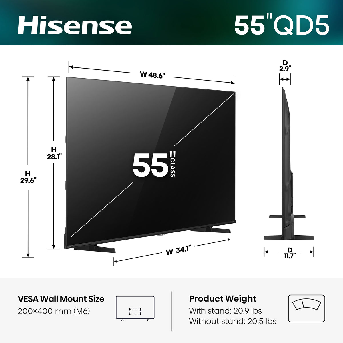 Hisense - 55" Class QD5 Hi-QLED Series 4K UHD Smart Roku TV (2026)